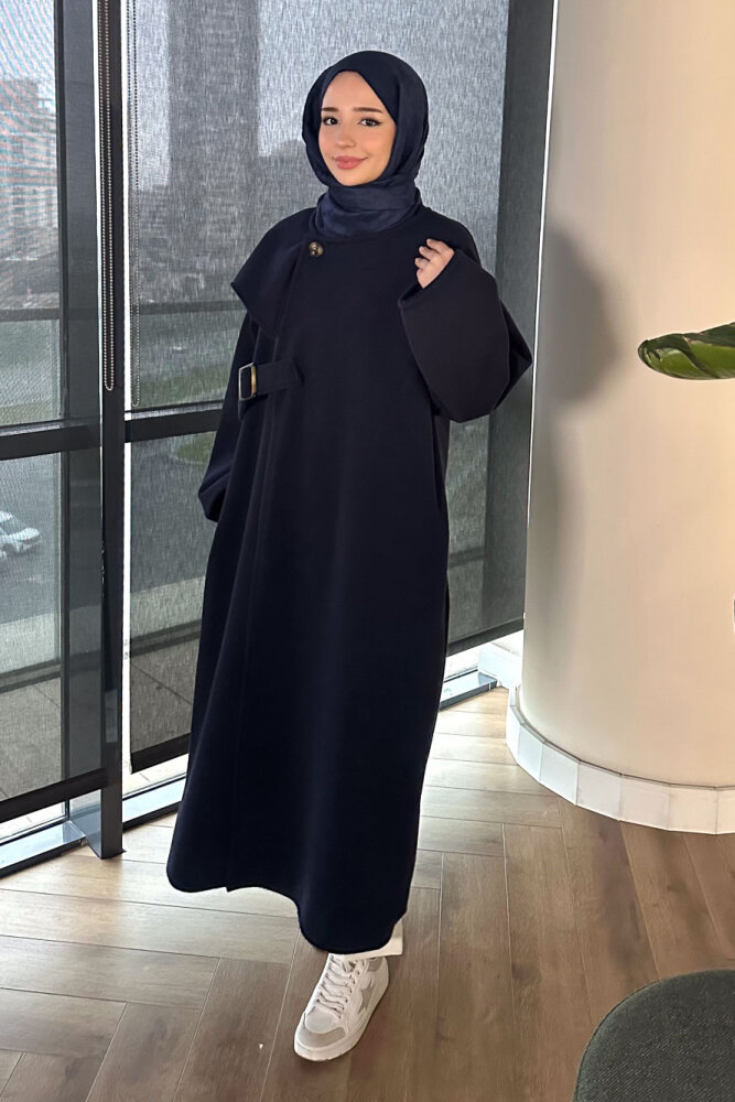 Essential Kemerli Uzun Kaban - Lacivert - ALLMİSS (3)