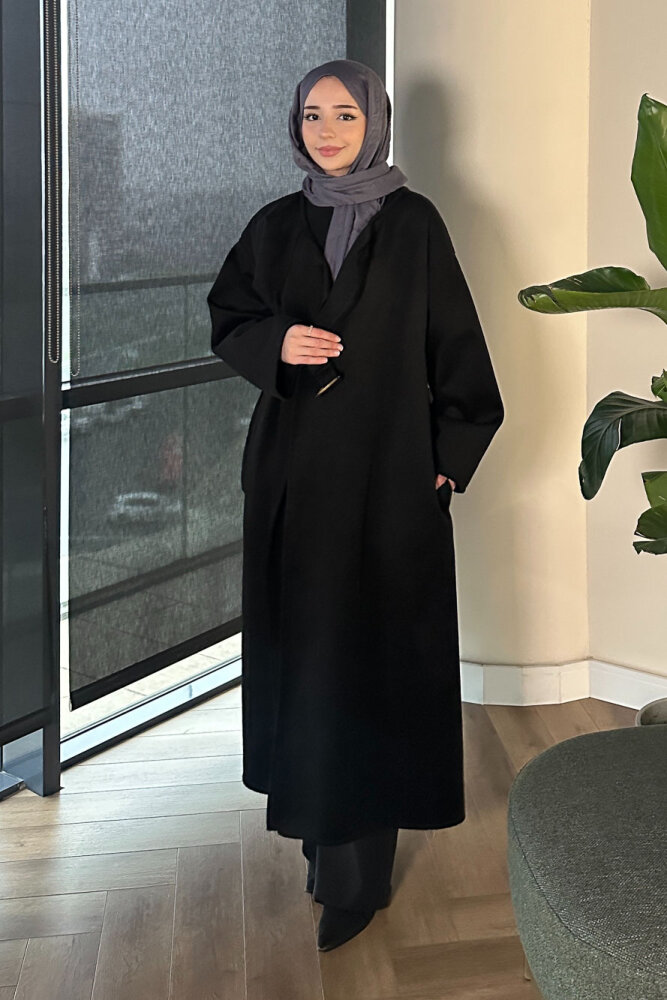 Essential Kemerli Uzun Kaban - Siyah - 1