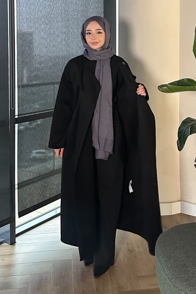 Essential Kemerli Uzun Kaban - Siyah - ALLMİSS (4)