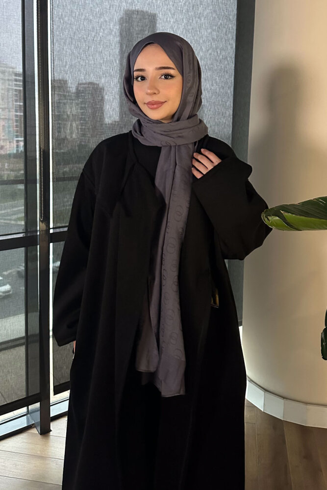 Essential Kemerli Uzun Kaban - Siyah - 3