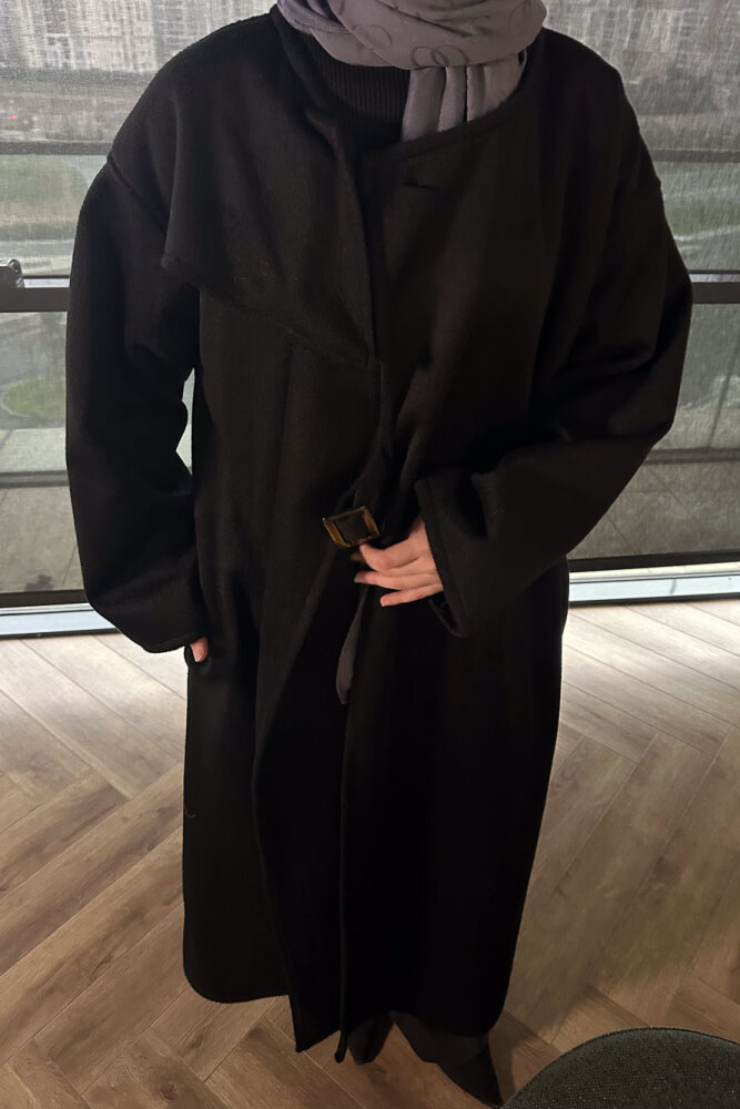 Essential Kemerli Uzun Kaban - Siyah - 4