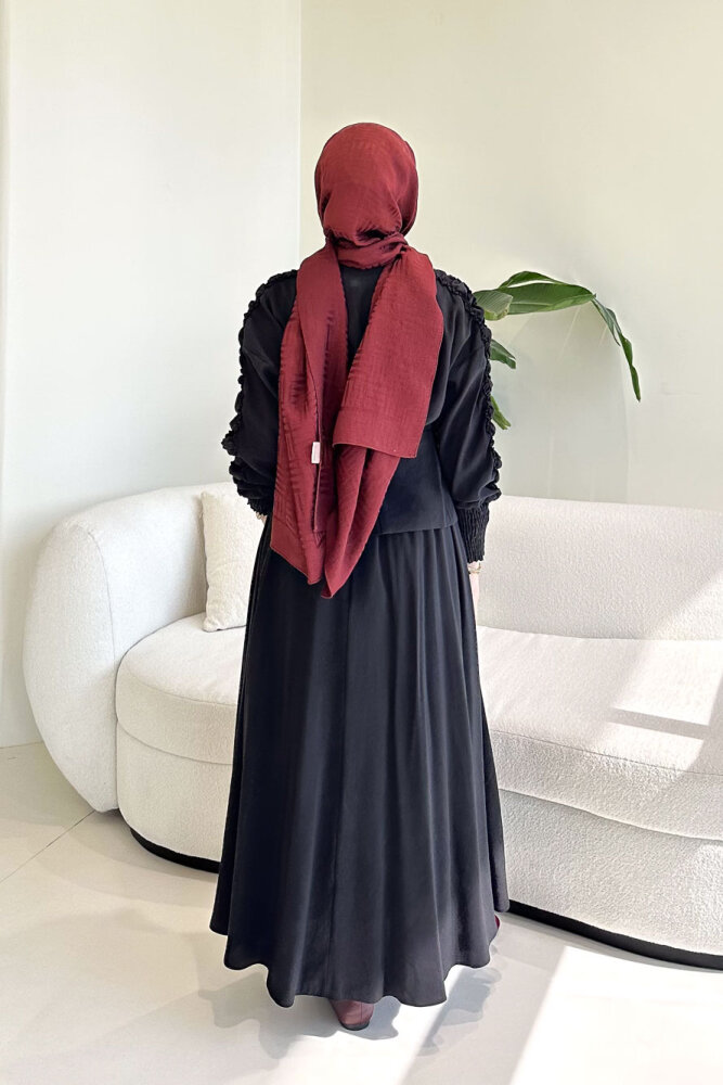 Fermuarlı Büzgü Kol Etekli Takım - Siyah - 8