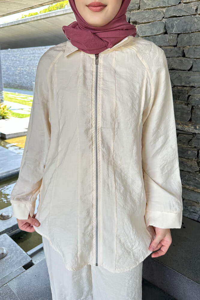 Fermuarlı Modal Takım - Bej - 6