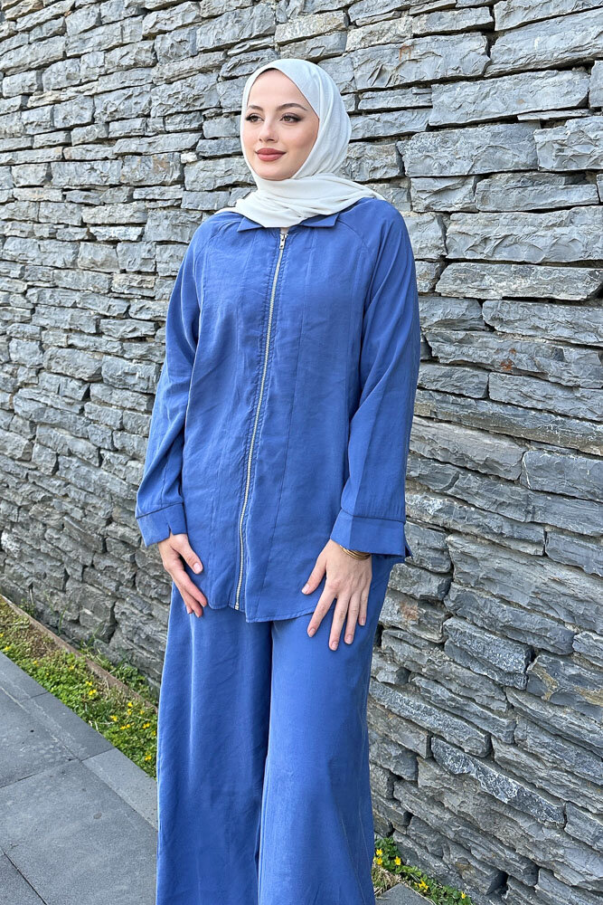 Fermuarlı Modal Takım - İndigo - 3