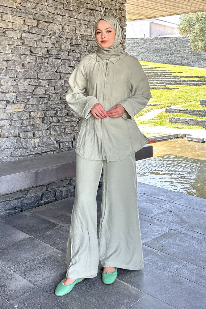 Fermuarlı Modal Takım - Su Yeşili - 1