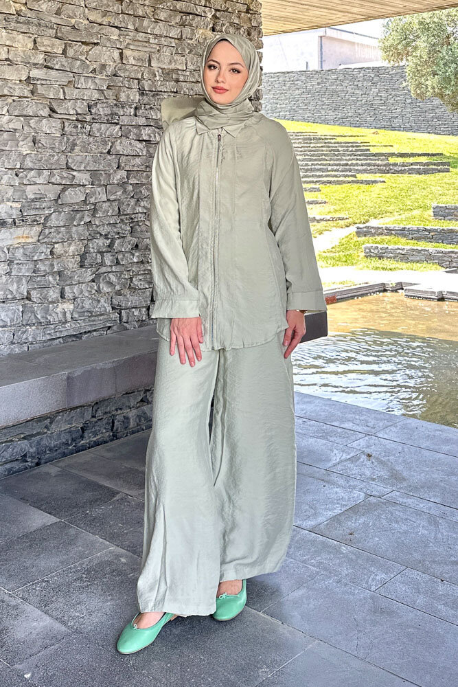 Fermuarlı Modal Takım - Su Yeşili - 5