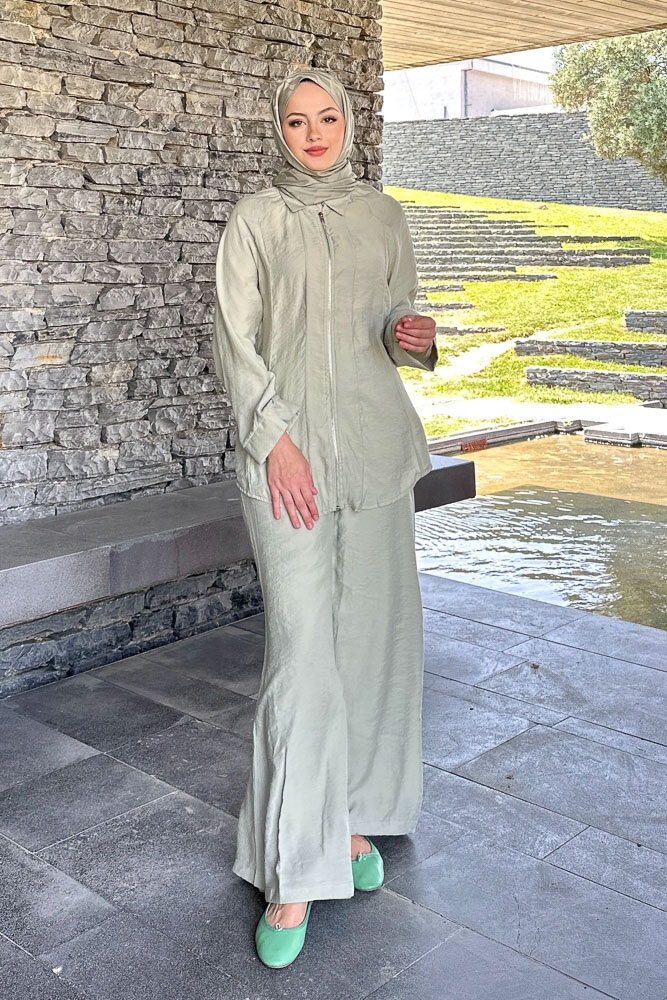 Fermuarlı Modal Takım - Su Yeşili - 4
