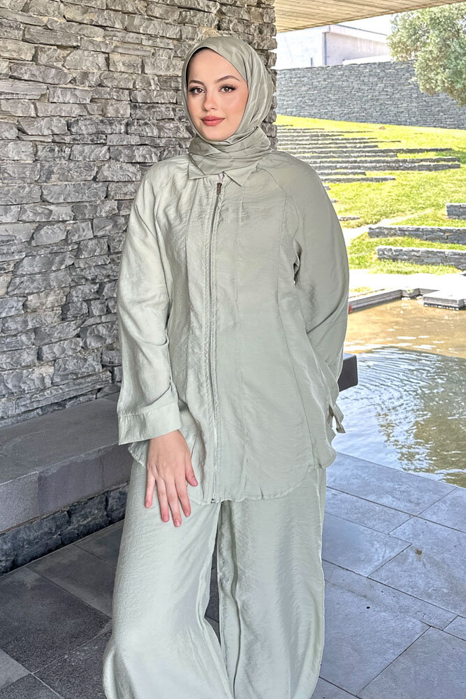 Fermuarlı Modal Takım - Su Yeşili - 3