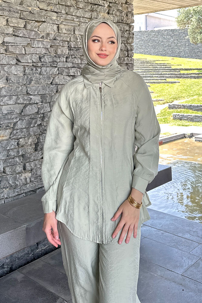 Fermuarlı Modal Takım - Su Yeşili - 6