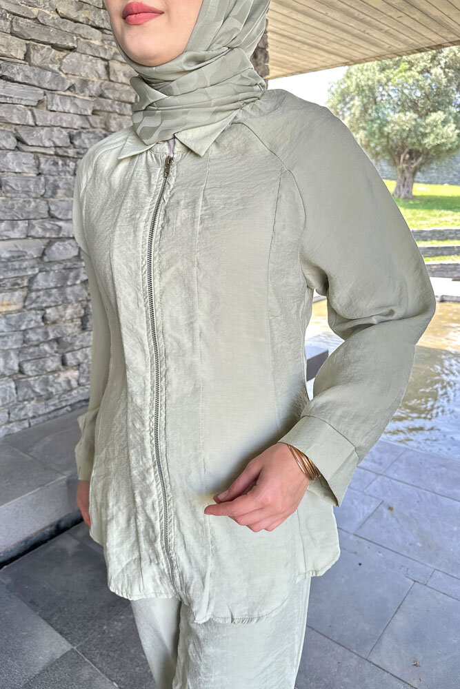 Fermuarlı Modal Takım - Su Yeşili - 7