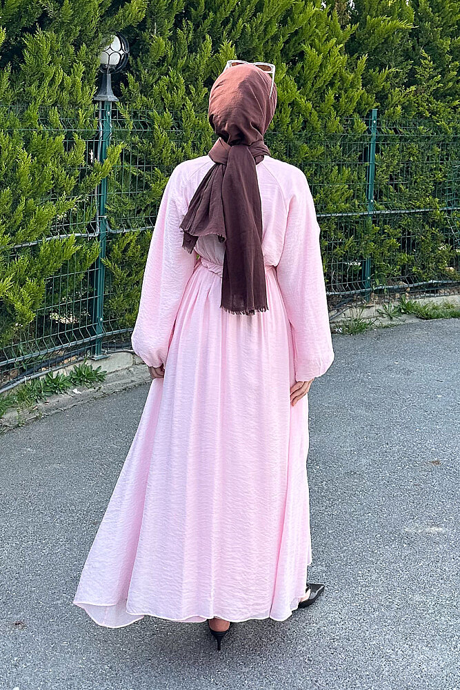 Fırfır Detaylı Tencel Elbise - Pembe - 8