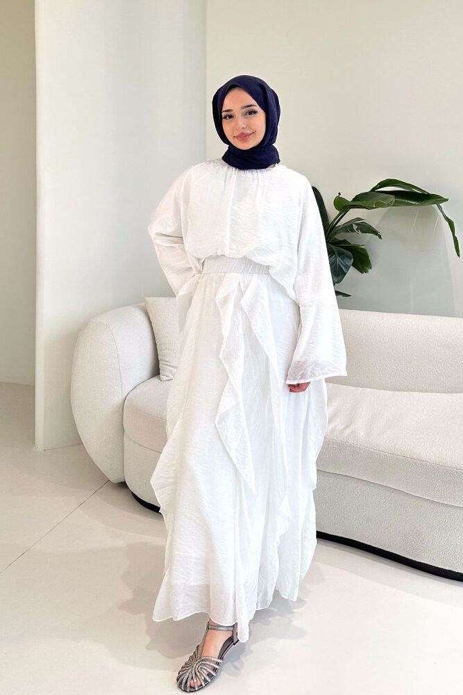 Fırfır Detaylı Tül Etek Takım - Ekru - ENMA (2)