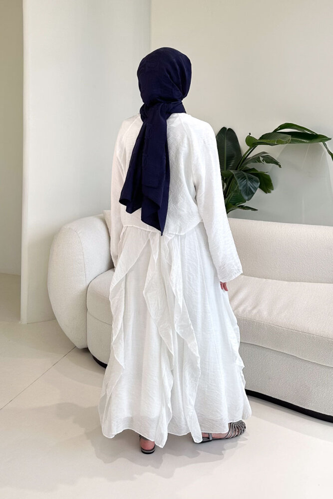 Fırfır Detaylı Tül Etek Takım - Ekru - 7