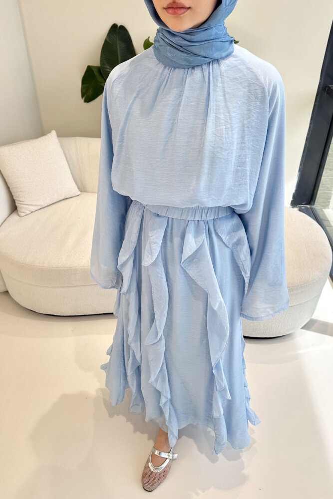 Fırfır Detaylı Tül Etek Takım - Mavi - ENMA (3)