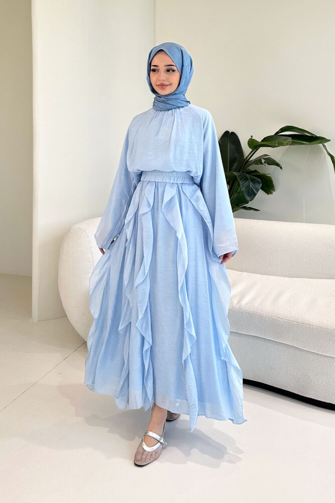 Fırfır Detaylı Tül Etek Takım - Mavi - ENMA (2)