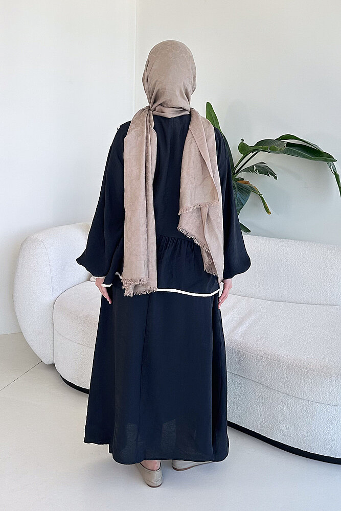 Fistolu Etekli Modal Takım - Siyah - 4