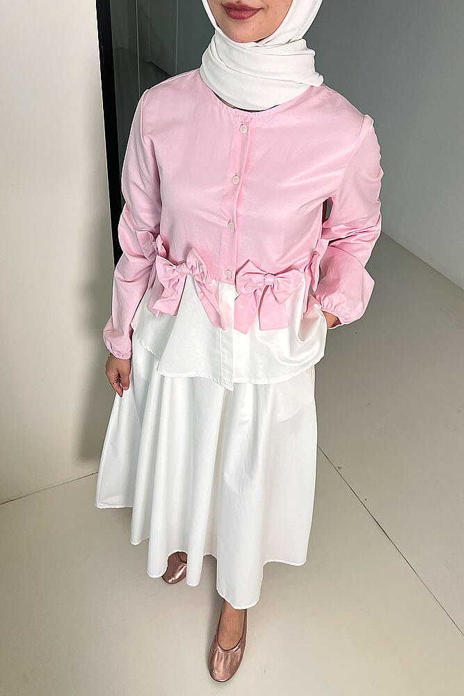 Fiyonk Detaylı Etek Takım - Pembe - 2