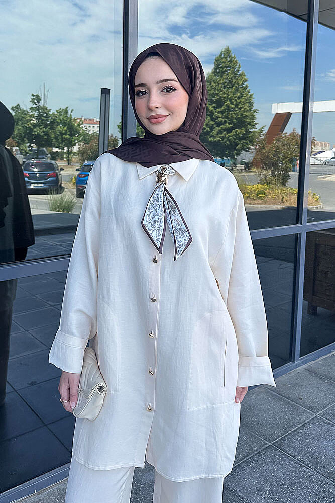 Flar Detaylı Pantolon Takım - Bej - PUANE (1)
