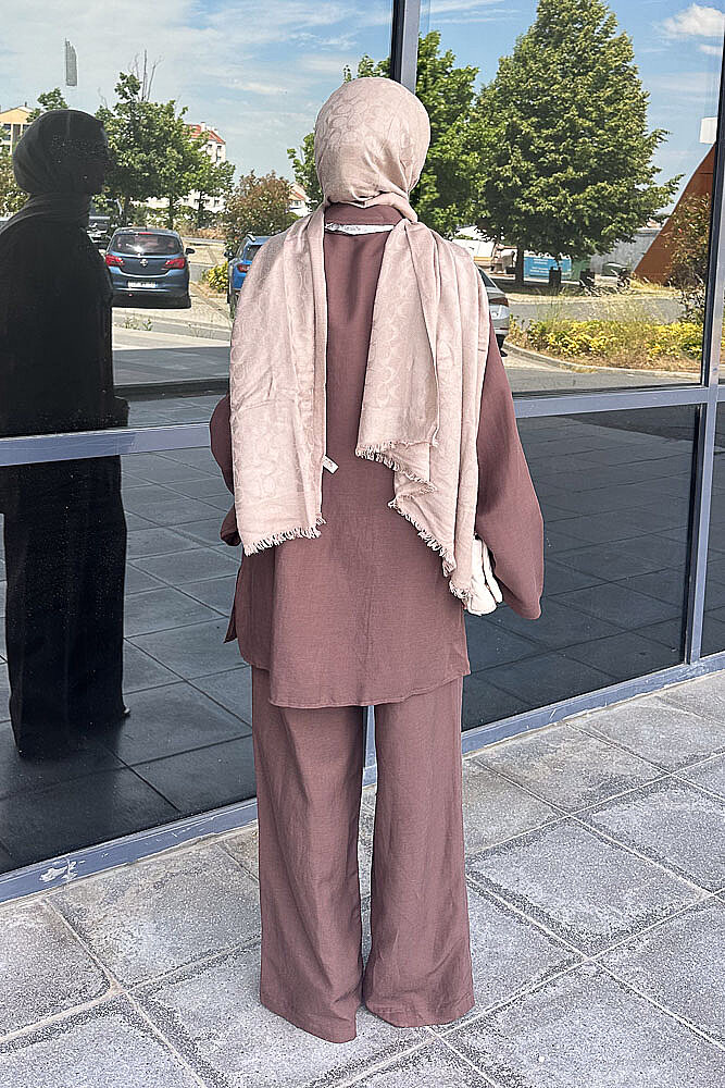 Flar Detaylı Pantolon Takım - Kahverengi - 6