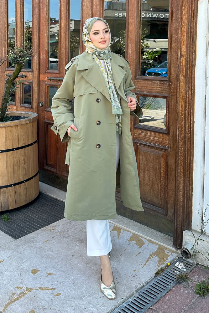 Fleto Trençkot - Küf Yeşili - 5