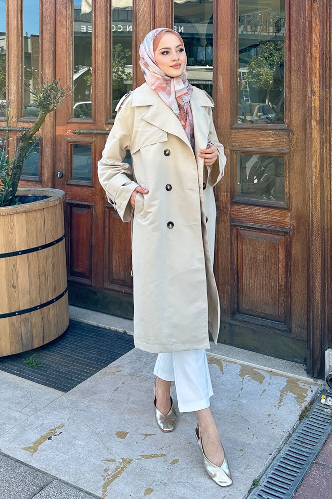 Fleto Trençkot - Taş Rengi - HENZA (4)