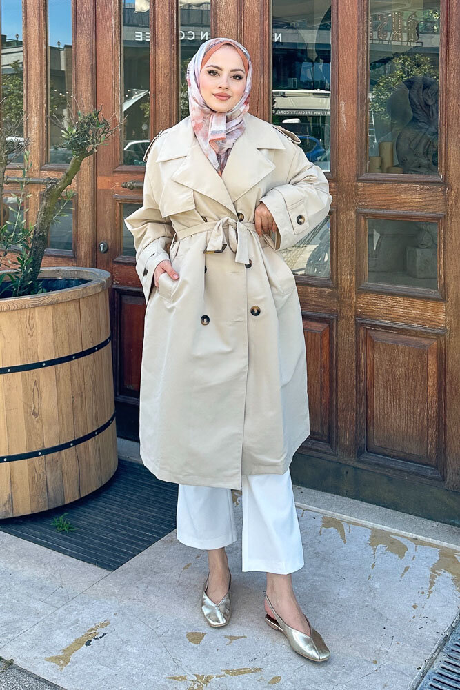 Fleto Trençkot - Taş Rengi - HENZA (1)