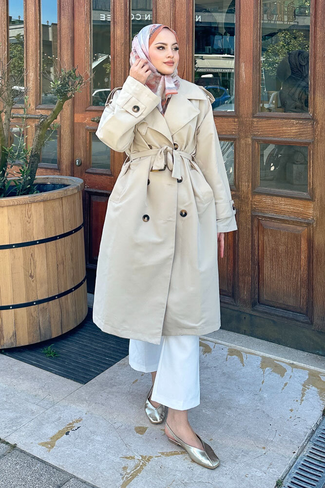 Fleto Trençkot - Taş Rengi - HENZA (5)