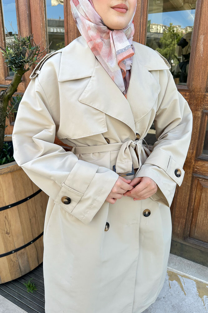 Fleto Trençkot - Taş Rengi - HENZA (3)