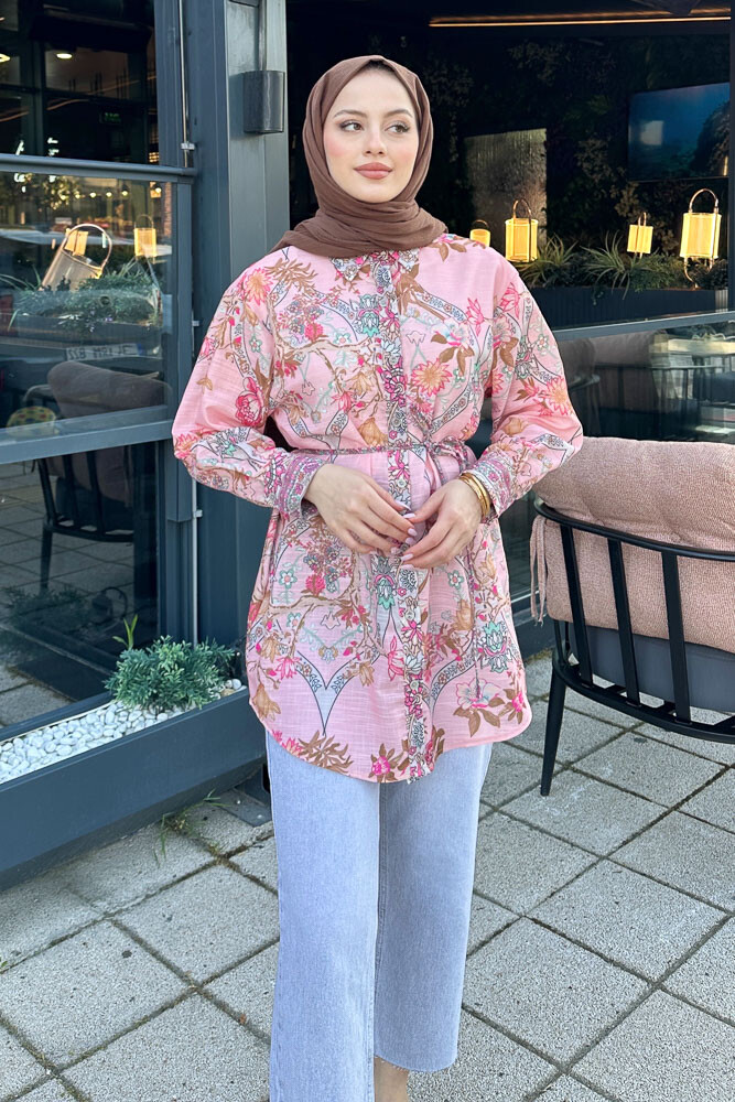Floransa Çiçekli Gömlek - Pembe - 2