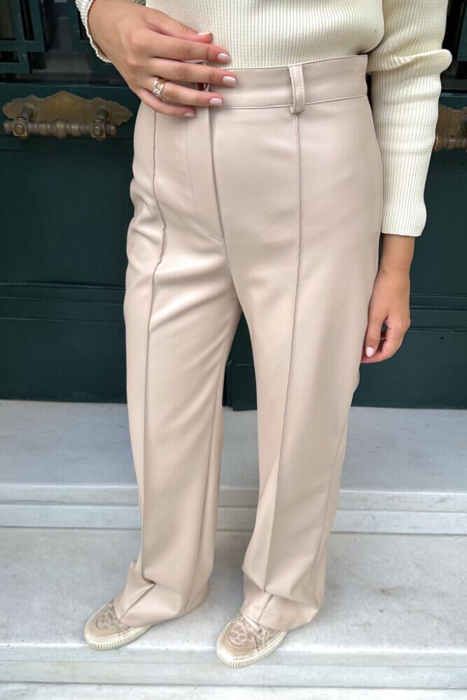 Free Deri Pantolon - Bej - HENZA (1)