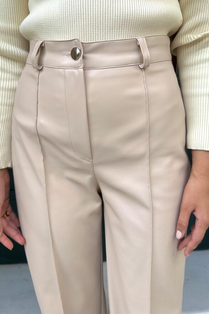 Free Deri Pantolon - Bej - HENZA (2)