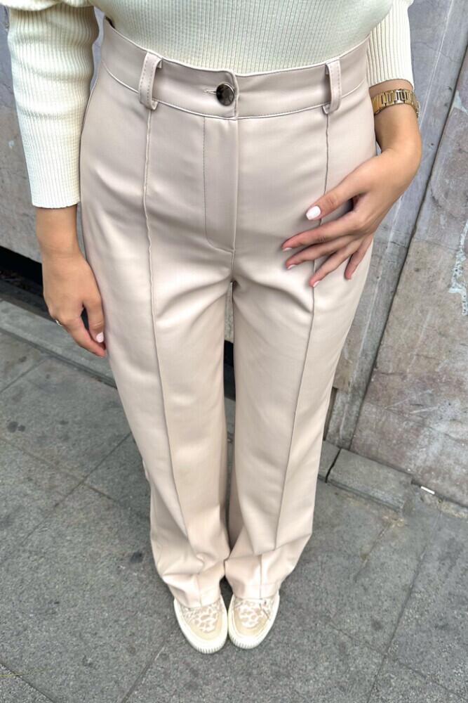 Free Deri Pantolon - Bej - HENZA (4)