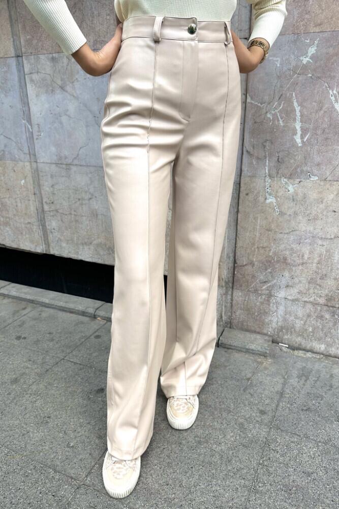 Free Deri Pantolon - Bej - HENZA (5)