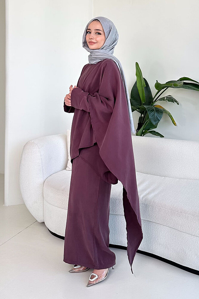 Freya Şal Detaylı Pantolon Takım - Bordo - ALLMİSS (0)