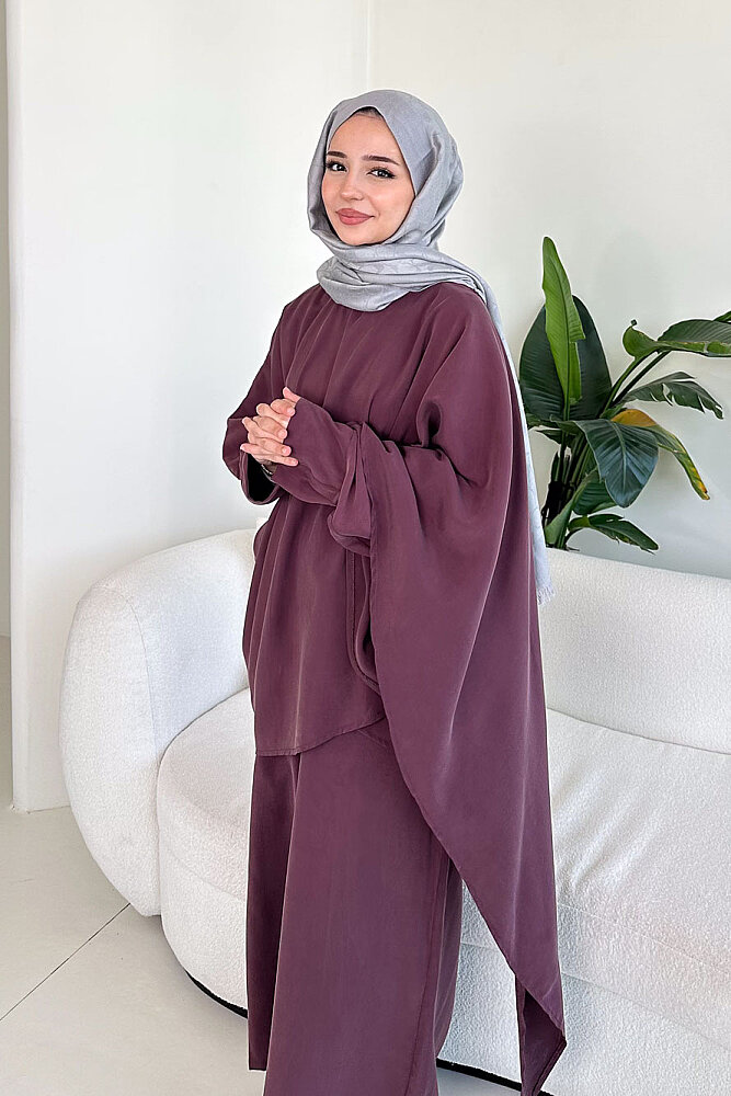 Freya Şal Detaylı Pantolon Takım - Bordo - ALLMİSS (1)