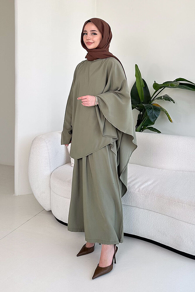 Freya Şal Detaylı Pantolon Takım - Haki - 2