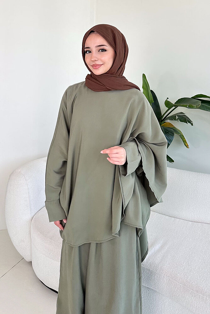 Freya Şal Detaylı Pantolon Takım - Haki - 4