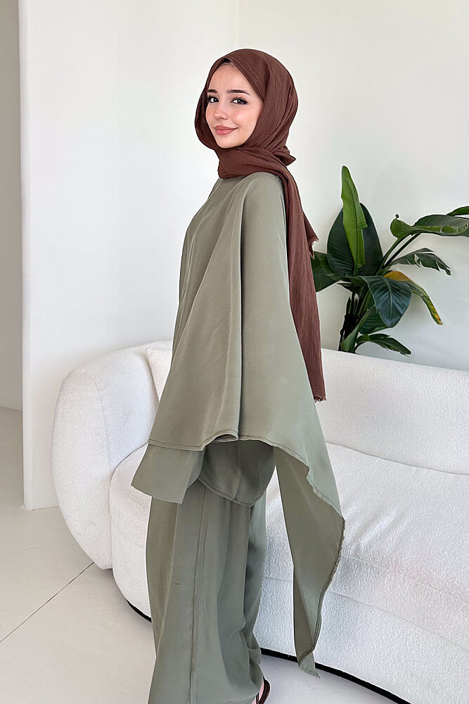 Freya Şal Detaylı Pantolon Takım - Haki - ALLMİSS (2)