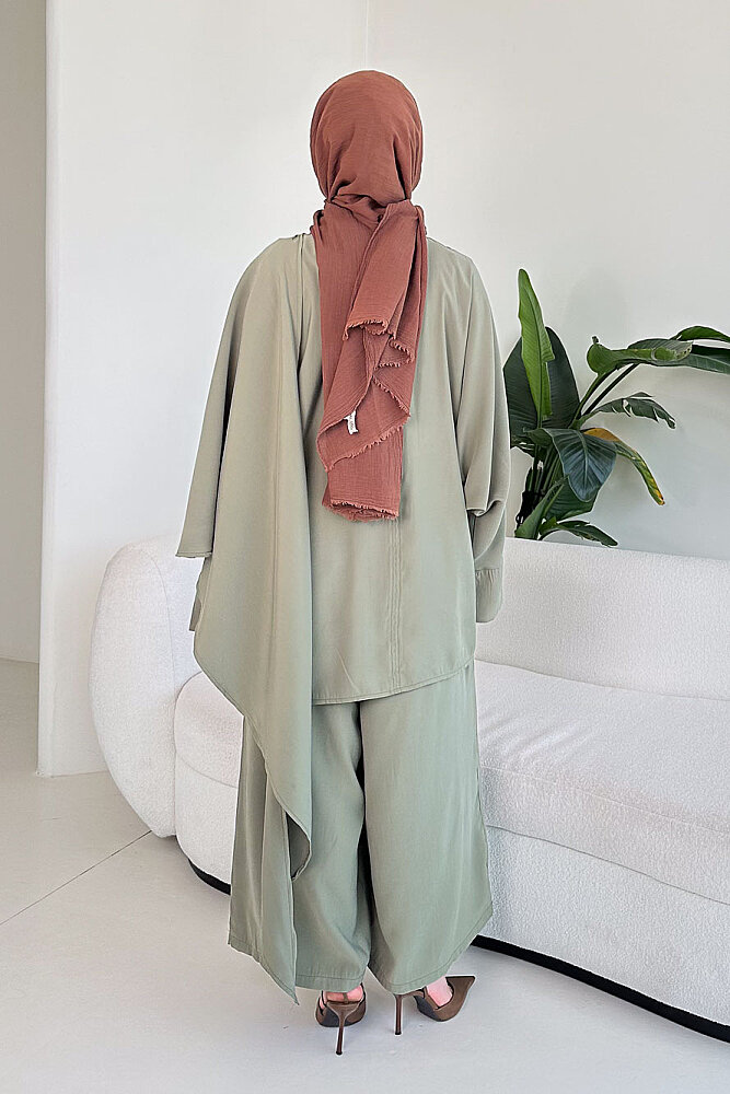 Freya Şal Detaylı Pantolon Takım - Haki - ALLMİSS (5)