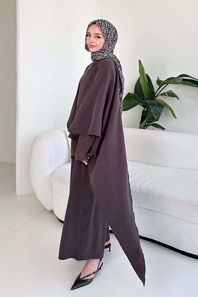 Freya Şal Detaylı Pantolon Takım - Kahverengi - ALLMİSS (0)