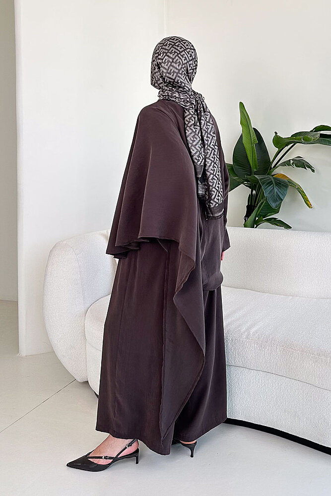 Freya Şal Detaylı Pantolon Takım - Kahverengi - ALLMİSS (3)