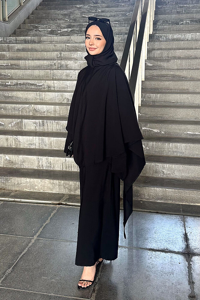 Freya Şal Detaylı Pantolon Takım - Siyah - 7