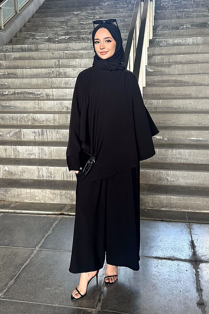 Freya Şal Detaylı Pantolon Takım - Siyah - ALLMİSS (1)