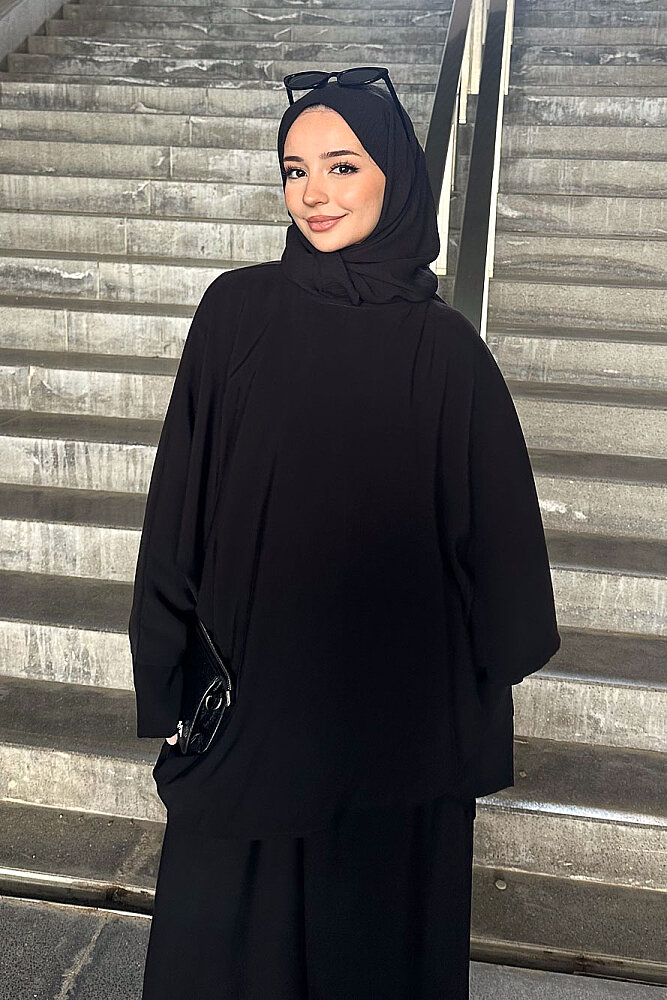 Freya Şal Detaylı Pantolon Takım - Siyah - 3