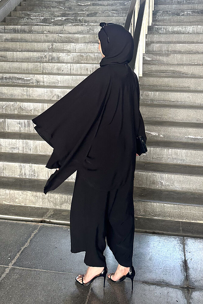 Freya Şal Detaylı Pantolon Takım - Siyah - ALLMİSS (3)