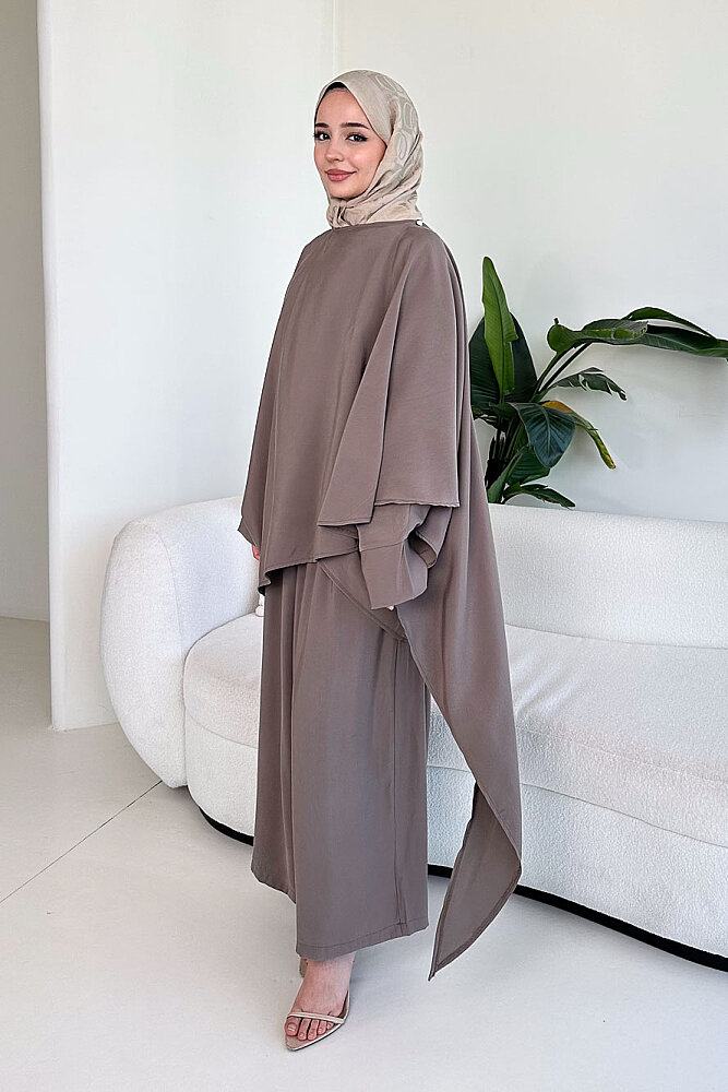 Freya Şal Detaylı Pantolon Takım - Vizon - 1