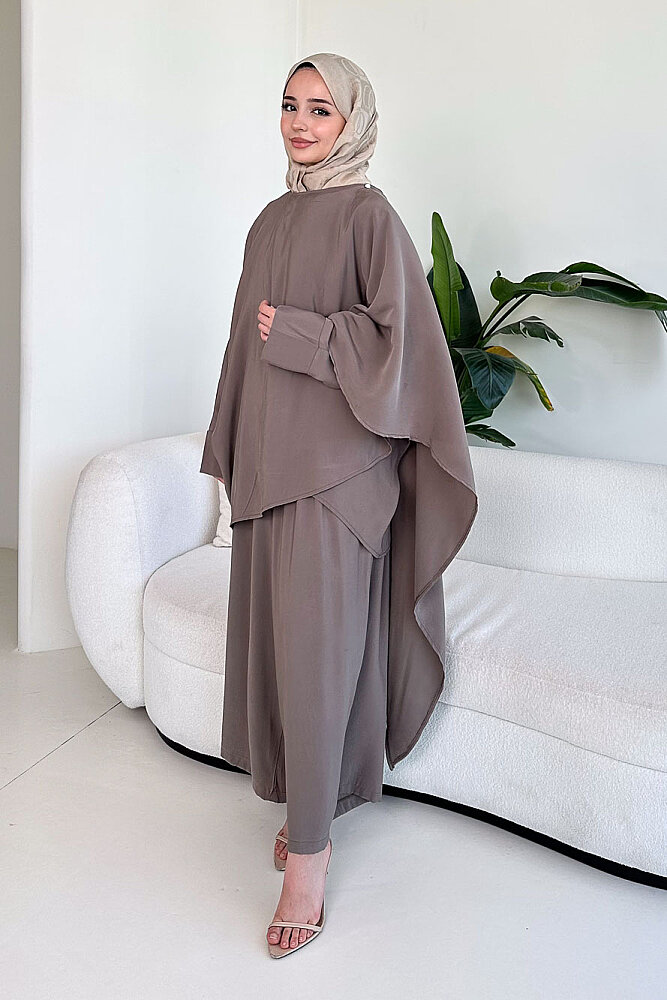 Freya Şal Detaylı Pantolon Takım - Vizon - ALLMİSS (4)
