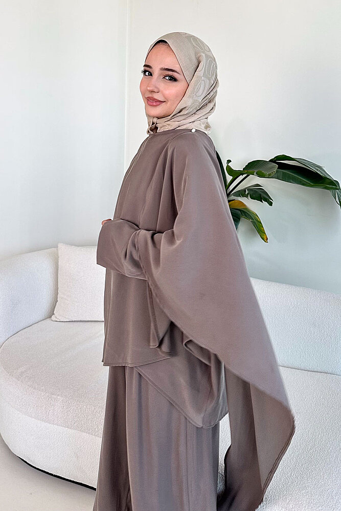 Freya Şal Detaylı Pantolon Takım - Vizon - 2