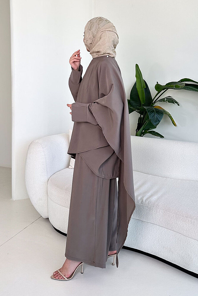 Freya Şal Detaylı Pantolon Takım - Vizon - ALLMİSS (2)
