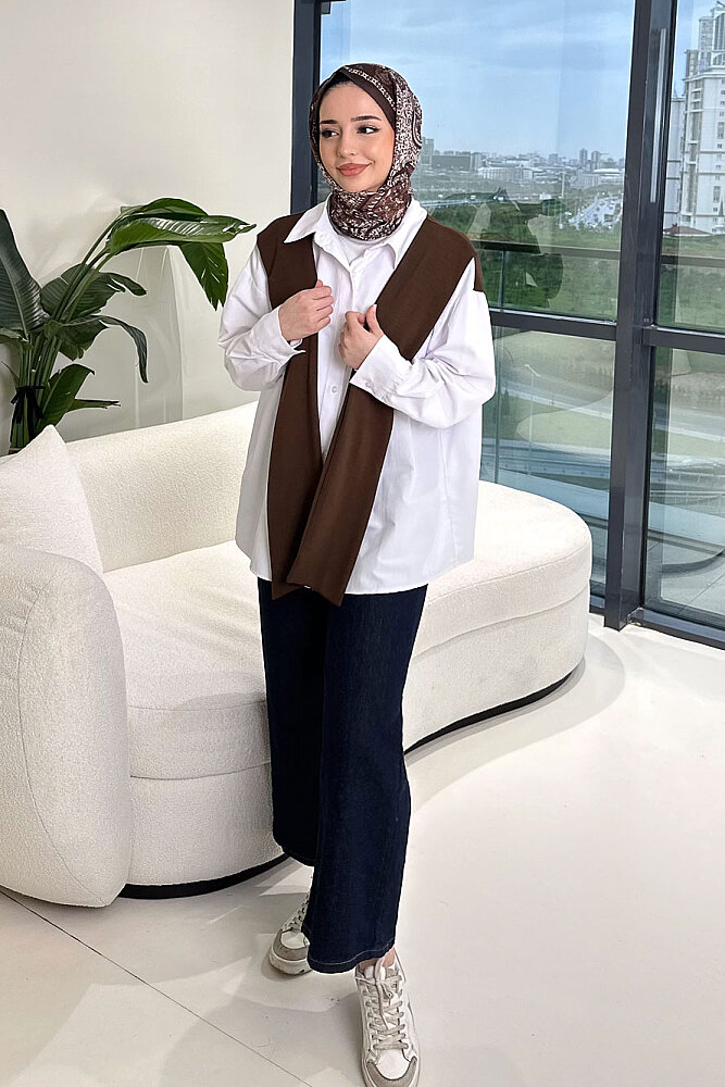 Fular Detaylı Gömlek - Kahverengi - ENMA (3)